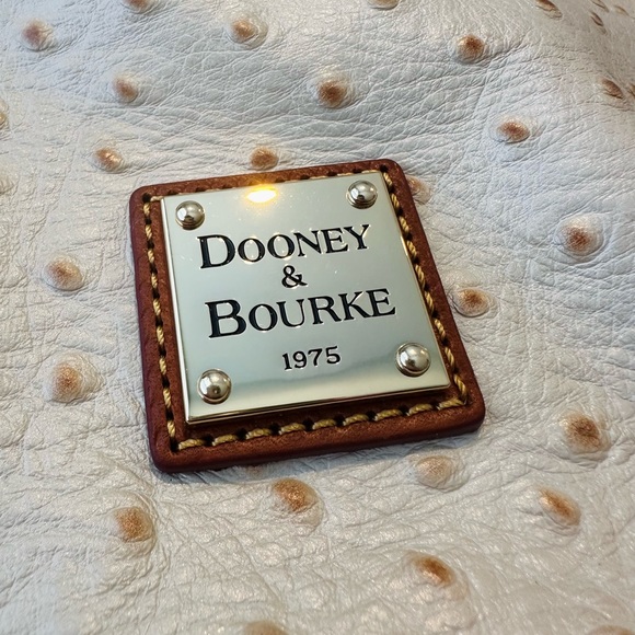 Dooney & Bourke Ostrich Leather Hobo Bag (Brown & Cream) OT960PE - Picture 3 of 16